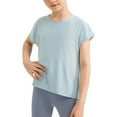 thumbnail image 1 of Kaemgyyd Kids Girls Athletic Shirts Summer Breathable Short Sleeve Tops Soft Solid Color Crew Neck Sports Activewear 5-15 Years, 1 of 5