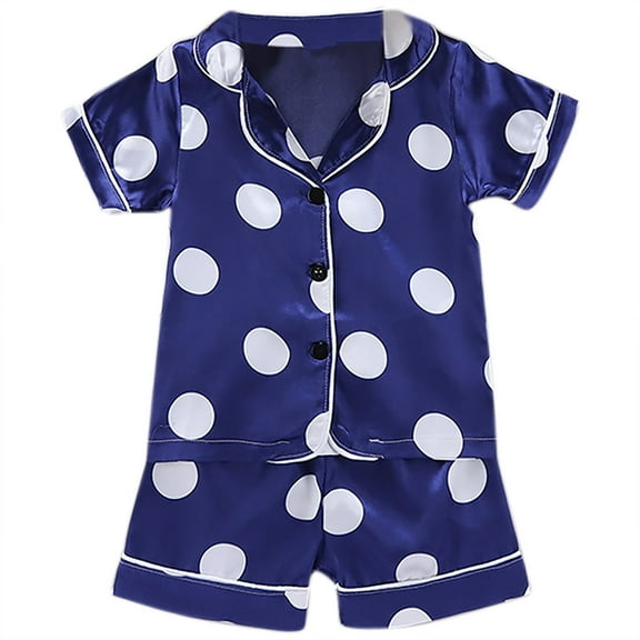 Kaemgyyd Kids Satin Pajamas Sets Girls Boys Summer Pjs Outfit Cute Print Button down Top Shorts Silk Nightwear 2 Piece Lounge Sets 3-8 T