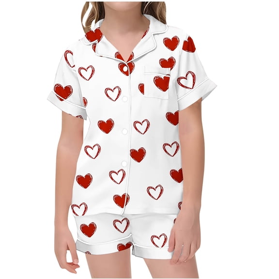 Kaemgyyd Kids Silk Pajamas 2 Piece Outfit Girls Boys Satin Pajamas Set Button down Shirt and Pj Bottoms Soft Loungewear Sleepwear