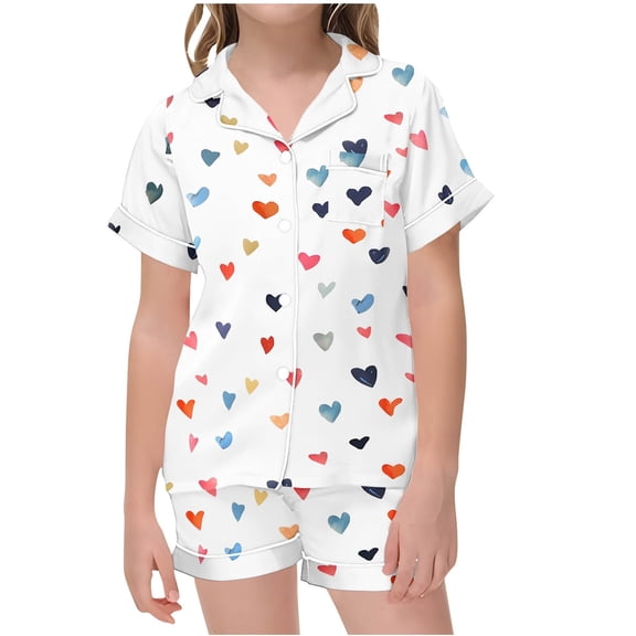 Kaemgyyd Kids Silk Pajamas 2 Piece Outfit Girls Boys Satin Pajamas Set Button down Shirt and Pj Bottoms Soft Loungewear Sleepwear