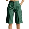 thumbnail image 1 of Kaemgyyd Knee Length Bermuda Shorts for Women Striped Dressy Casual Shorts High Waisted Wide Leg Shorts with Button Pockets, 1 of 5
