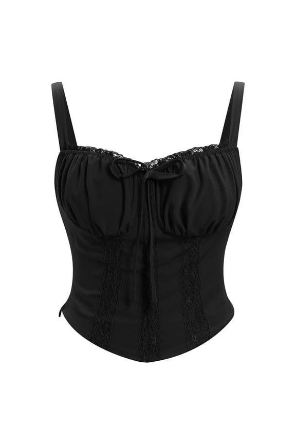 Lace Corset Top for Womens Cute Square Neck Tie up Going out Tops for Women Trendy Summer Sleeveless Party Clubwear