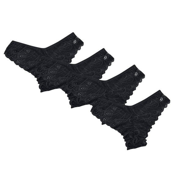 Kaemgyyd Lace Panties for Women Soft Hipster Bikini Briefs V-Waist Ladies No Show Underwear 4 Pack