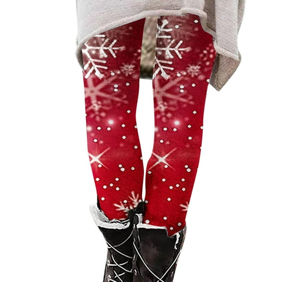 Kaemgyyd Leggings for Women Soft Stretch Christmas Day Printing Yoga Pants Trendy Slim High Waist Tights Fall Winter