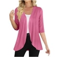 thumbnail image 1 of Kaemgyyd Lightweight Cardigans for Women Soft Comfy Open Front Half Sleeve Cardigan Solid Color Casual Tops Fall Outfit, 1 of 7