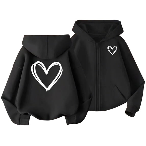 Kaemgyyd Little Girls Zip up Hoodies Teen Jacket Full-Zip Toddler Sweatshirts Casual Fall Winter Coat Outwear with Pocket 3-13 Y