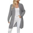 thumbnail image 1 of Kaemgyyd Long Cardigans for Women Trendy Open Front Knit Long Sleeve Coat Solid Color Cover up Outwear with Pockets, 1 of 3