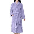 thumbnail image 1 of Kaemgyyd Long Robes for Women Winter Thermal Thick Plush Fleece Bathrobe Lightweight Quick Dry Textured Belted Loungewear, 1 of 7
