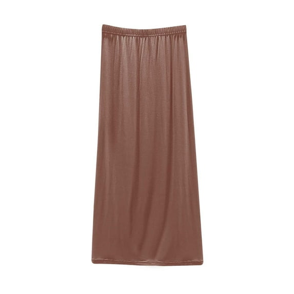 Kaemgyyd Long Skirts for Women Fall Elastic Waist Flowy Maxi Skirt Lounge Comfy Solid Color Pleated Pajama Skirt