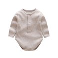 thumbnail image 1 of Kaemgyyd Long Sleeve Baby Bodysuits Unisex Infant Solid Color Ribbed One-Piece Undershirt Newborn Boy Girl Cotton Romper 0-18 Months, 1 of 4