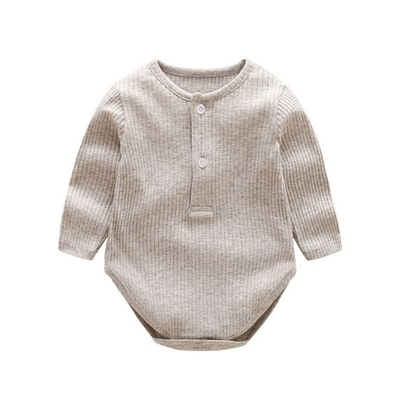 Kaemgyyd Long Sleeve Baby Bodysuits Unisex Infant Solid Color Ribbed One-Piece Undershirt Newborn Boy Girl Cotton Romper 0-18 Months