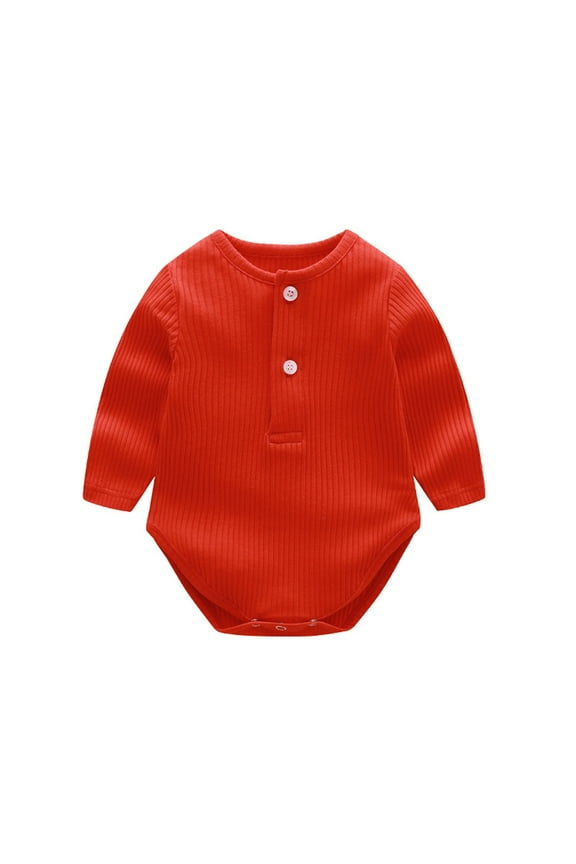 Long Sleeve Baby Bodysuits Unisex Infant Solid Color Ribbed One-Piece Undershirt Newborn Boy Girl Cotton Romper 0-18 Months