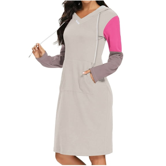 Kaemgyyd Long Sleeve Dress for Women Casual Loose Button Pullover Dress Fall Trendy Midi Dress with Pockets
