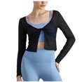 thumbnail image 1 of Kaemgyyd Long Sleeve Shirt for Women Summer Lightweight Workout Yoga Cropped Tops Comfy Twist Knot Cardigan, 1 of 6