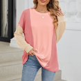 thumbnail image 1 of Kaemgyyd Long Sleeve Shirts for Women Loose Casual Crew Neck Color Block Pullover Basic Texture Tunic Tops for Women, 1 of 6