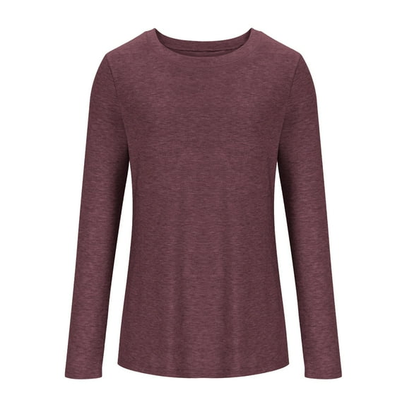 Kaemgyyd Long Sleeve Shirts for Women Solid Color Crew Neck T Shirt Soft Lightweight Fall Tops Casual Basic Undershirts Tees