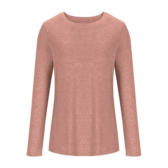 Kaemgyyd Long Sleeve Shirts for Women Solid Color Crew Neck T Shirt Soft Lightweight Fall Tops Casual Basic Undershirts Tees