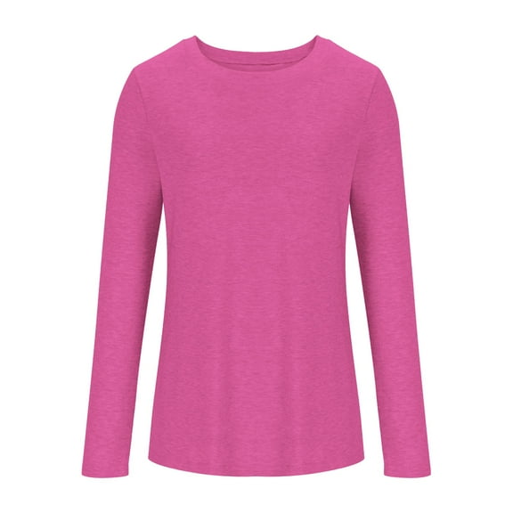 Kaemgyyd Long Sleeve Shirts for Women Solid Color Crew Neck T Shirt Soft Lightweight Fall Tops Casual Basic Undershirts Tees