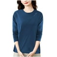 thumbnail image 1 of Kaemgyyd Long Sleeve Shirts for Women Solid Color Work Office Tops Casual Crewneck Pleated Basic Tees Fall Fashion Clothes, 1 of 5