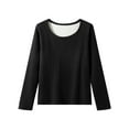thumbnail image 1 of Kaemgyyd Long Sleeve Shirts for Women Winter Fleece Lined Crew Neck Base Layer Tops Soft Comfy Ribbed Sleepwear Loungewear, 1 of 3