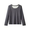 thumbnail image 1 of Kaemgyyd Long Sleeve Shirts for Women Winter Fleece Lined Crew Neck Base Layer Tops Soft Comfy Ribbed Sleepwear Loungewear, 1 of 3