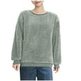 thumbnail image 1 of Kaemgyyd Long Sleeve Tops for Women Fleece Fuzzy Winter Warm Sweatshirts Soft Solid Crewneck Pullover Loungewear, 1 of 4