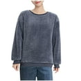 thumbnail image 1 of Kaemgyyd Long Sleeve Tops for Women Fleece Fuzzy Winter Warm Sweatshirts Soft Solid Crewneck Pullover Loungewear, 1 of 5