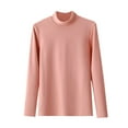 thumbnail image 1 of Kaemgyyd Long Sleeve Tops for Women Soft Comfy Solid Color Based Layer Shirt Cotton Mock Neck Pullover Fall Clothes, 1 of 3