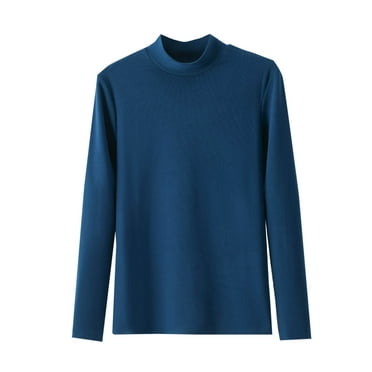 Kaemgyyd Long Sleeve Tops for Women Soft Comfy Solid Color Based Layer Shirt Cotton Mock Neck Pullover Fall Clothes