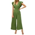 thumbnail image 1 of Kaemgyyd Loose Jumpsuits for Women V Neck Ruflled Sleeve Palazzo Pants Romper Office Casual One-Piece Outfit, 1 of 7