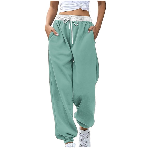 Kaemgyyd Loose Pants for Women Fall Drawstring High Waist Yoga Joggers Cozy Sweatpants with Pockets Workout Lounge Trousers