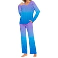 thumbnail image 1 of Kaemgyyd Lounge Sets for Women Gradient Long Sleeve Tunic Tops and Soft Comfy Pants Pajama Set Two-Piece Pjs Outfit with Pockets, 1 of 6