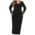 thumbnail image 1 of Kaemgyyd Maxi Dress for Women Plus Size Long Sleeve V Neck Slim Bodycon Dress Basic Stretch Fall Winter Casual Dresses, 1 of 4