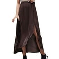 thumbnail image 1 of Kaemgyyd Maxi Skirts for Women Summer Trendy High Low Split Long Skirt Classic Solid Color Elastic Waist Flowy Beach Skirts, 1 of 5