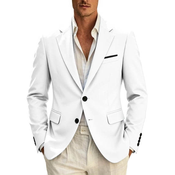 Kaemgyyd Men Jacket Wedding Business Suit Coats Button Notched Collared Outerwear Slim Fits Elegant Clothing(White-01,XX-Small)