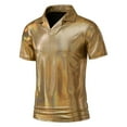 thumbnail image 1 of Kaemgyyd Men's 70s Shirt Sparkle Sequins Collared Short Sleeve Nightclub Party Tops Glitter Vintage Slim Fit Plus Size Tee, 1 of 7