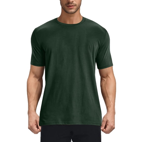 Kaemgyyd Men's Athletic Shirt Big and Tall Summer Short Sleeve Workout Tee Classic Solid Color Crew Neck Sport Running Basic Tops