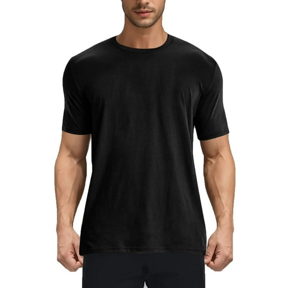 Kaemgyyd Men's Athletic Shirt Big and Tall Summer Short Sleeve Workout Tee Classic Solid Color Crew Neck Sport Running Basic Tops