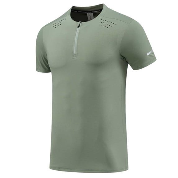 Kaemgyyd Men's Athletic Workout T-Shirt Breathable Quick Dry Running Tee Gym Short Sleeve Quarter Zip Crew Neck Tops