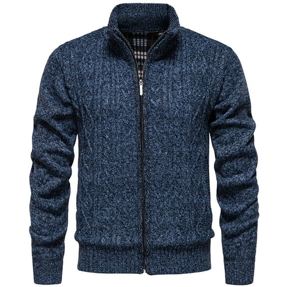 Kaemgyyd Men's Cardigan Sweaters Winter Warm Fleece Lined Windbreaker Jackets Outwear Casual Full Zip Solid Knit Coat