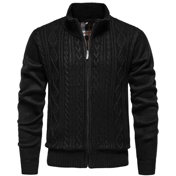 Kaemgyyd Men's Cardigan Sweaters Winter Warm Fleece Lined Windbreaker Jackets Outwear Casual Full Zip Solid Knit Coat