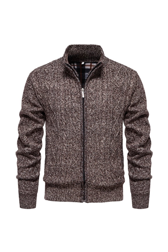 Men's Cardigan Sweaters Winter Warm Fleece Lined Windbreaker Jackets Outwear Casual Full Zip Solid Knit Coat