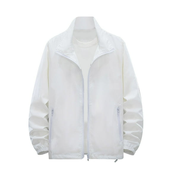 Kaemgyyd Men's Casual Jackets Loose Windbreaker Long Sleeve Zipper Coat Lightweight Waterproof Outdoor Hiking Outwear