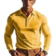 thumbnail image 1 of Kaemgyyd Men's Casual Shirts Classic Button Basic Long Sleeve Tops Trendy Solid Color Collar Stylish Golf Tees, 1 of 5