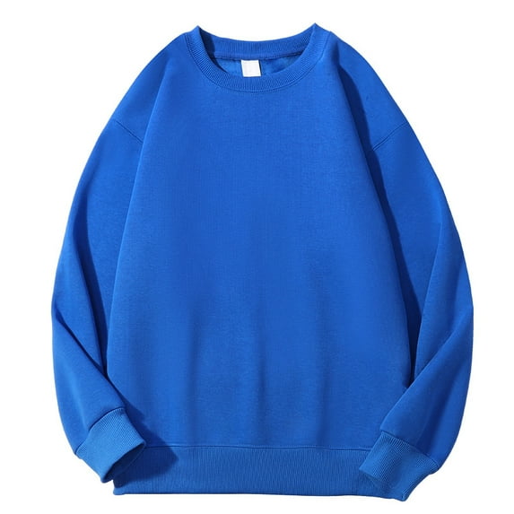 Kaemgyyd Men's Crewneck Sweatshirt Winter Warm Sherpa Lined Long Sleeve Pullover Solid Soft Thermal Basic Tops