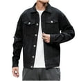 thumbnail image 1 of Kaemgyyd Men's Denim Shirt Jacket Casual Long Sleeve Button down Jean Coat Loose Solid Color Ripped Streetwear with Pockets, 1 of 6