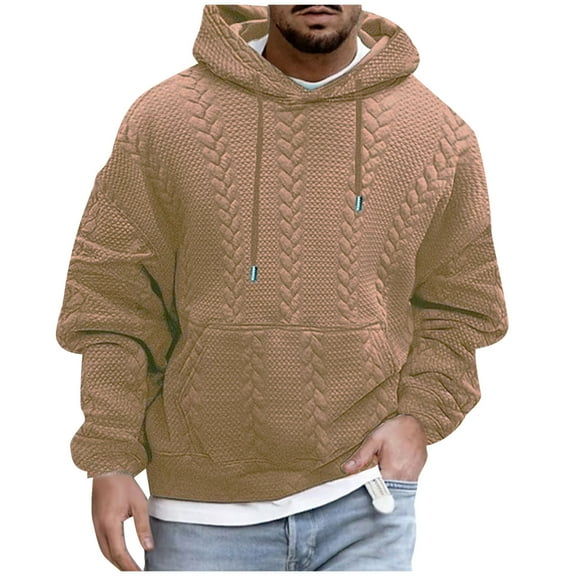 Kaemgyyd Men's Fashion Hoodies Sweatshirts Casual Loose Long Sleeve Drawstring Pullover Solid Knitted Tops Clothes