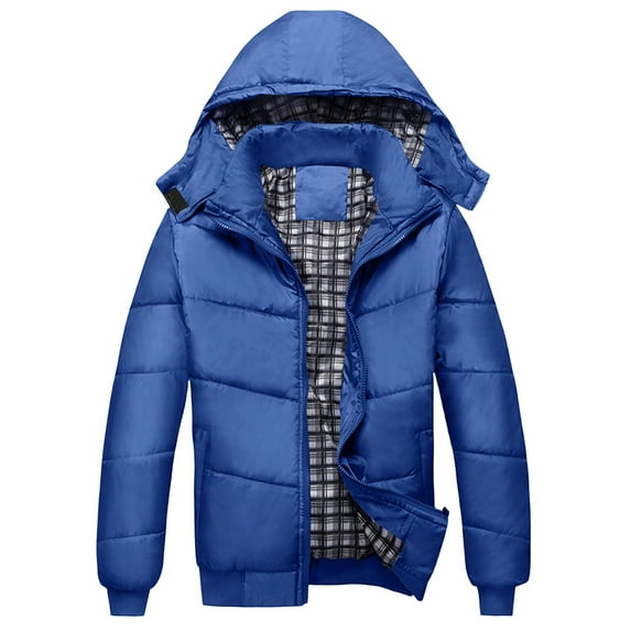 Kaemgyyd Men's Hooded Winter Coat Long Sleeve Warm down Puffer Jacket Fashion Thicken Zipper Quilted Ski Outwear with Pockets