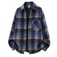thumbnail image 1 of Kaemgyyd Men's Jackets Long Sleeve Casual Plaid Shacket Button down Collar Overshirt with Pockets（Dark Blue,XX-Large）, 1 of 6