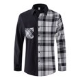 thumbnail image 1 of Kaemgyyd Men's Shirts Fashion Patchwork Long Sleeve Tops Trendy Comfy Plaid Button down Casual Clothes with Pockets, 1 of 2